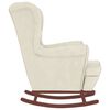 vidaXL Rocking Chair with Solid Wood Rubber Legs Cream Velvet