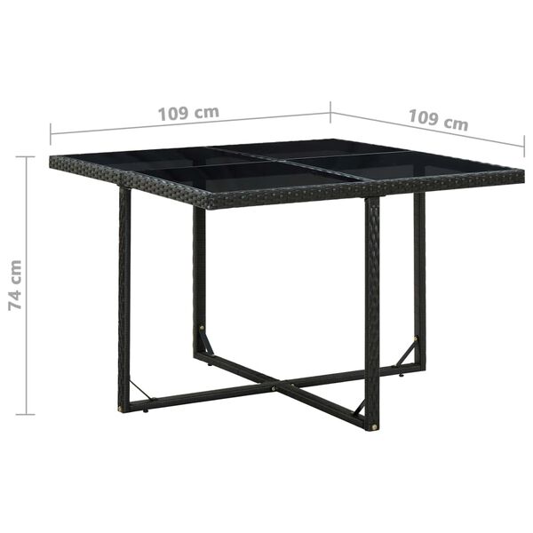 vidaXL 9 Piece Outdoor Dining Set with Cushions Poly Rattan Black