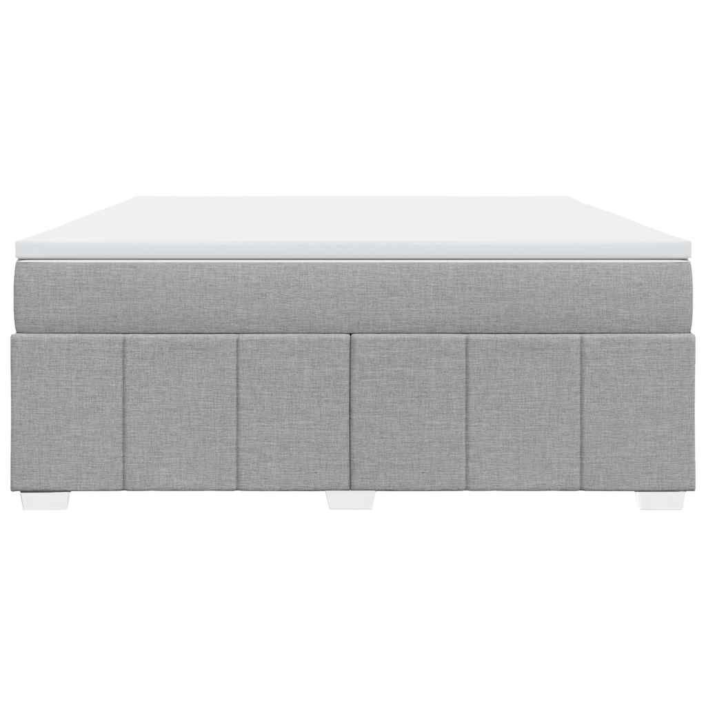 vidaXL Box Spring Bed with Mattress Light Grey California King Fabric