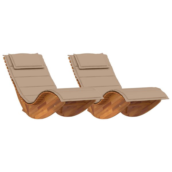 vidaXL Rocking Sun Loungers with Cushions 2 pcs Solid Wood Acacia