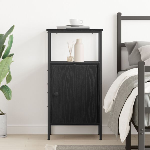 vidaXL Bedside Cabinet Black oak 41 x 31 x 80 cm Engineered wood