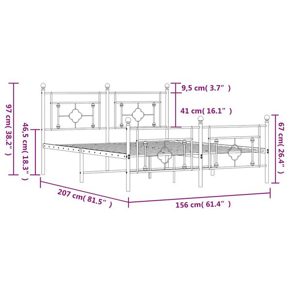 vidaXL Metal Bed Frame without Mattress with Footboard White 150x200cm