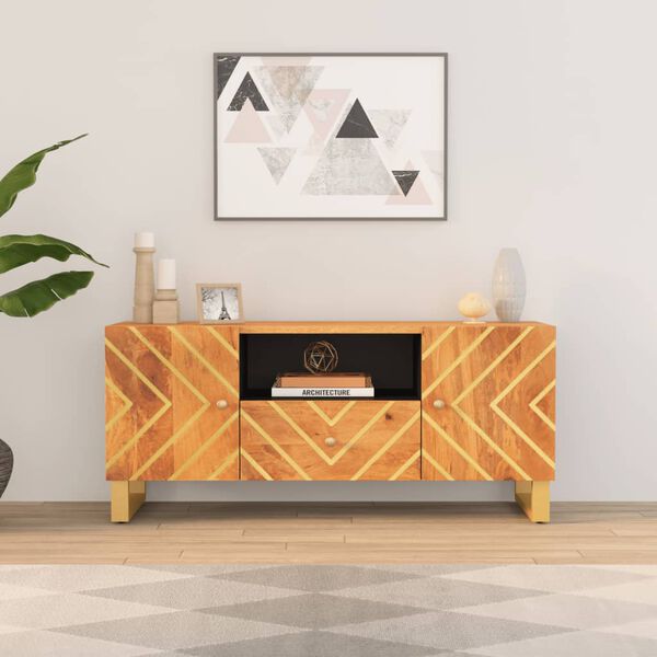 vidaXL TV Cabinet Brown and Black 105x33.5x46 cm Solid Wood Mango