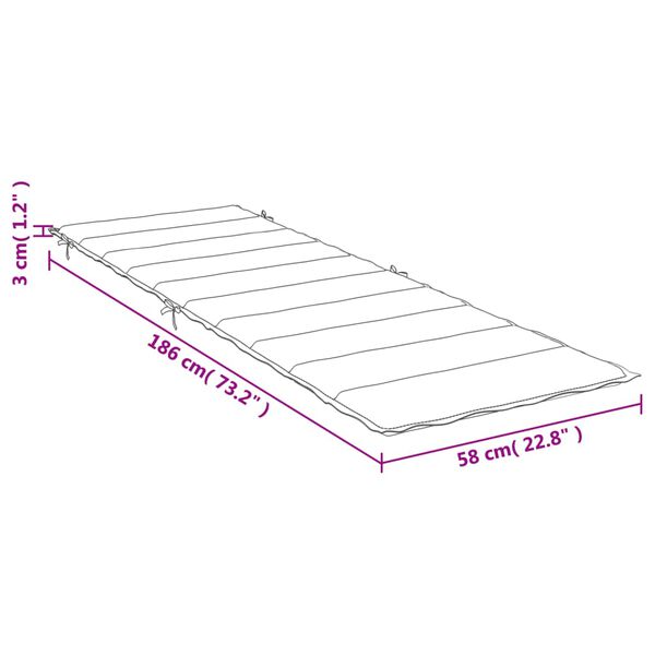 vidaXL Sun Lounger Cushion Blue 186x58x4cm Oxford Fabric
