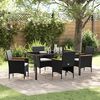 vidaXL Garden Dining Set with Cushion 5 pcs Black Poly Rattan