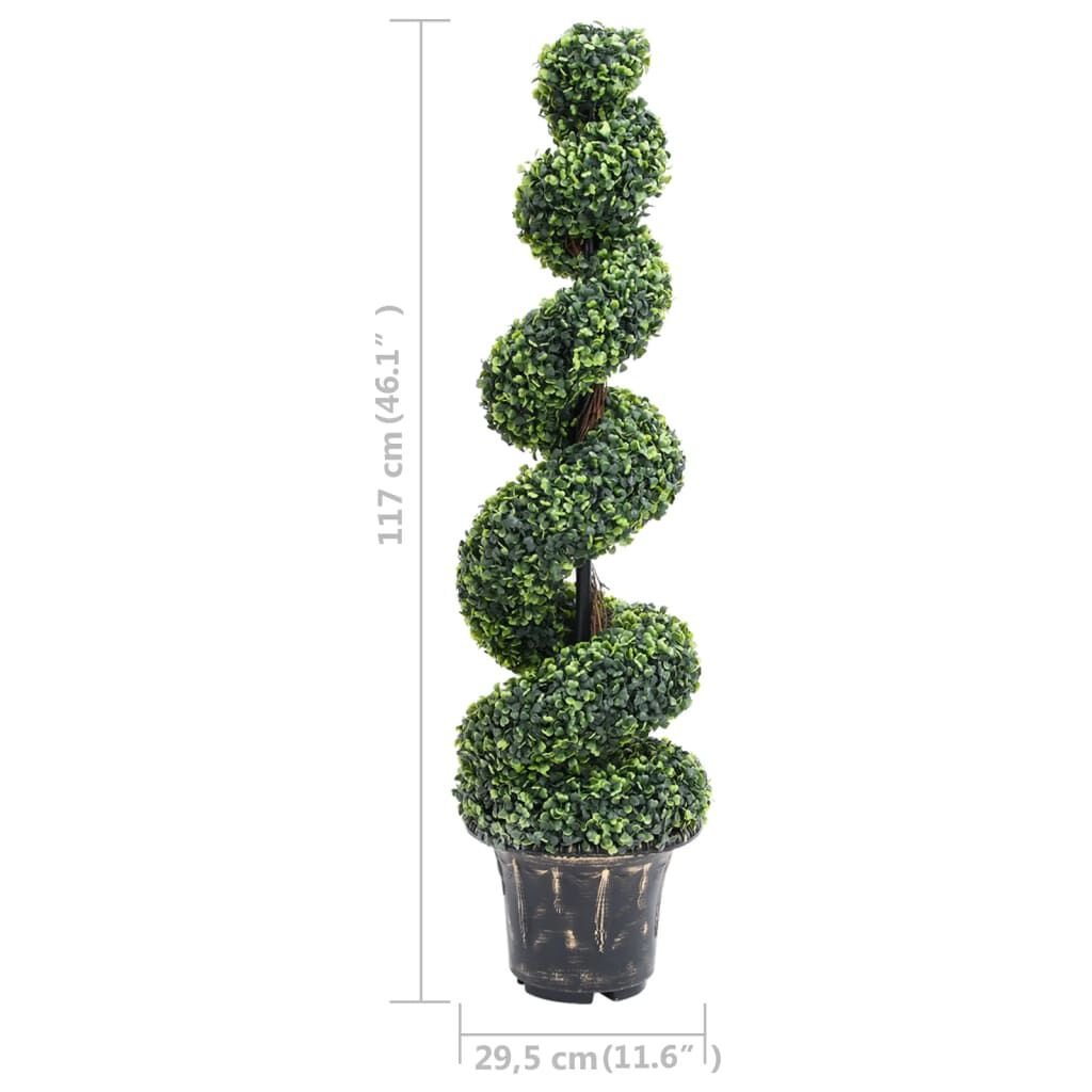 vidaXL Artificial Boxwood Spiral Plant with Pot Green 117 cm