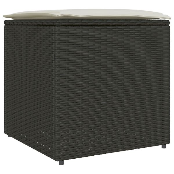 vidaXL Outdoor Storage Box Black and Cream Rattan, Polyester 80 cm