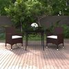 vidaXL 3 Piece Garden Dining Set with Cushions Poly Rattan and Glass