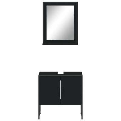 vidaXL 2 Piece Bathroom Cabinet Set Black Engineered Wood