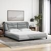 vidaXL Bed Frame with LED without Mattress "Hvar" Light Grey 183x213 cm Fabric