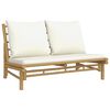 vidaXL 5 Piece Garden Lounge Set with Cream White Cushions Bamboo