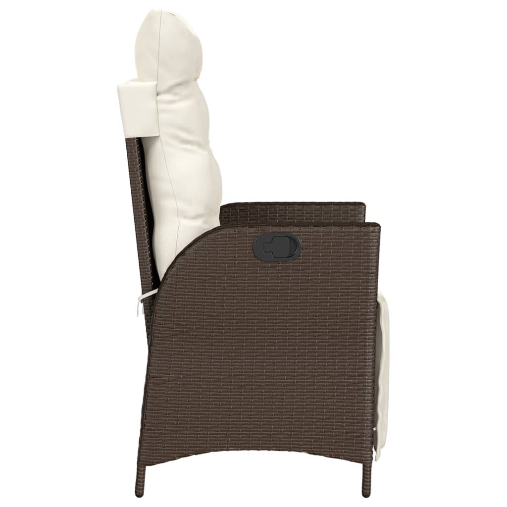 vidaXL 3 Piece Bistro Set with Cushions Brown Poly Rattan