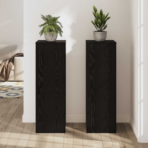 vidaXL Plant Stand 2 pcs Black Oak 33 x 33 x 100 cm Engineered Wood