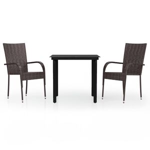 vidaXL 3 Piece Outdoor Dining Set Brown and Black