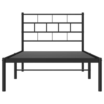 vidaXL Metal Bed Frame without Mattress with Headboard Black 100x190 cm