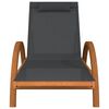 vidaXL Sun Lounger with Pillow Grey Textilene and Solid Wood Poplar