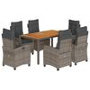 vidaXL 7 Piece Garden Dining Set with Cushions Grey Poly Rattan