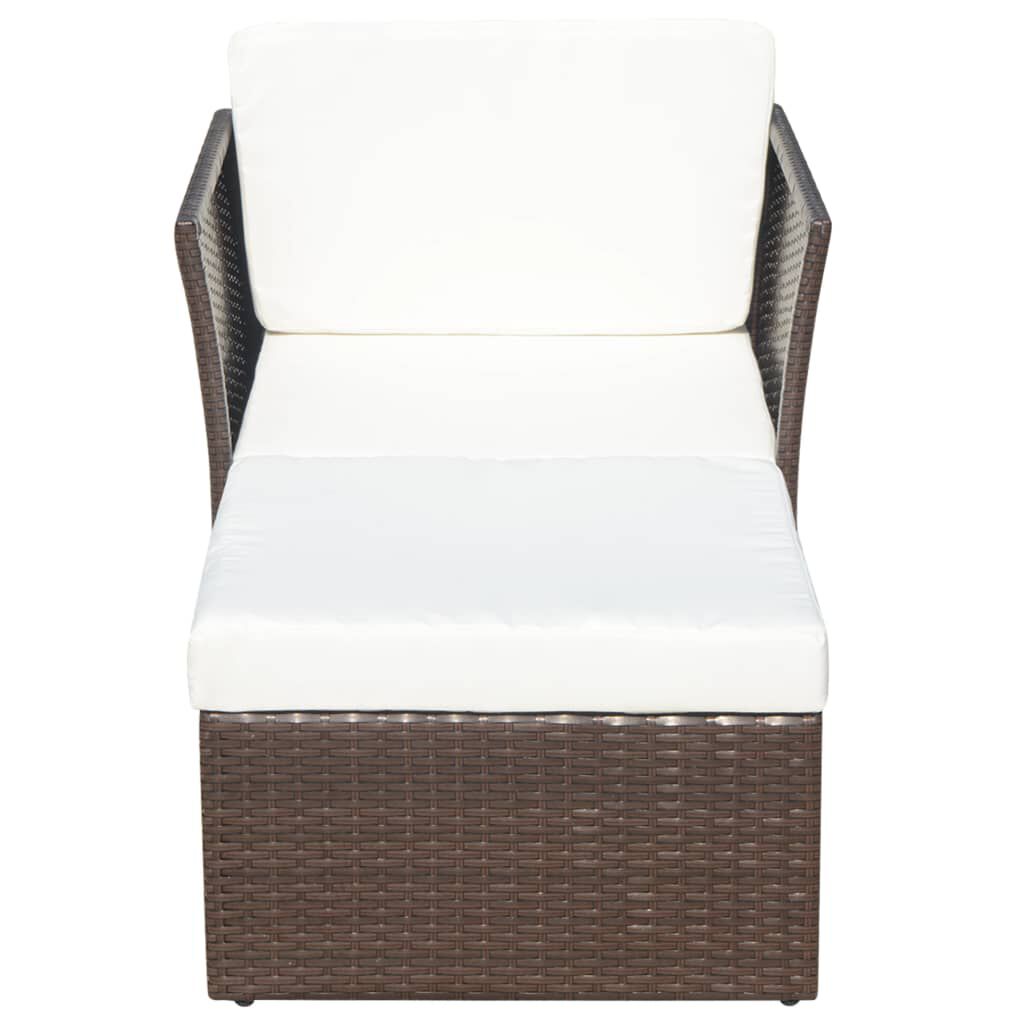 vidaXL Garden Chair with Stool Poly Rattan Brown