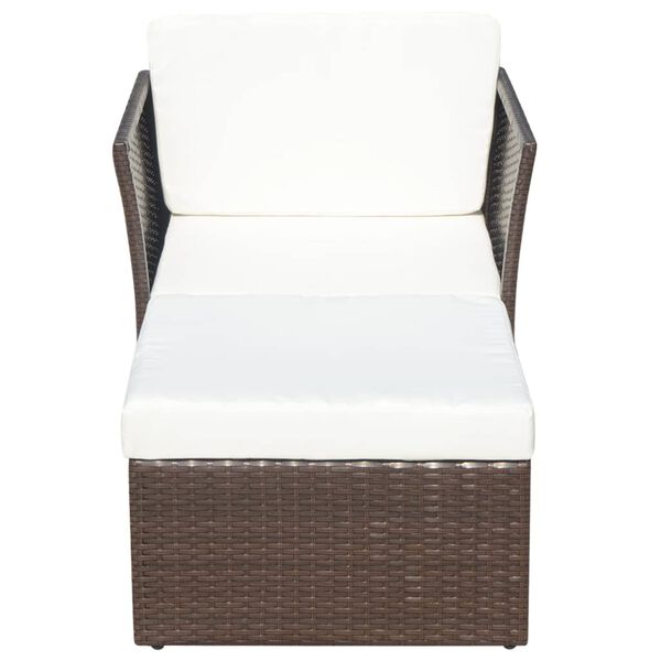 vidaXL Garden Chair with Stool Poly Rattan Brown