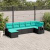 vidaXL 7 Piece Garden Sofa Set with Cushions Black Poly Rattan