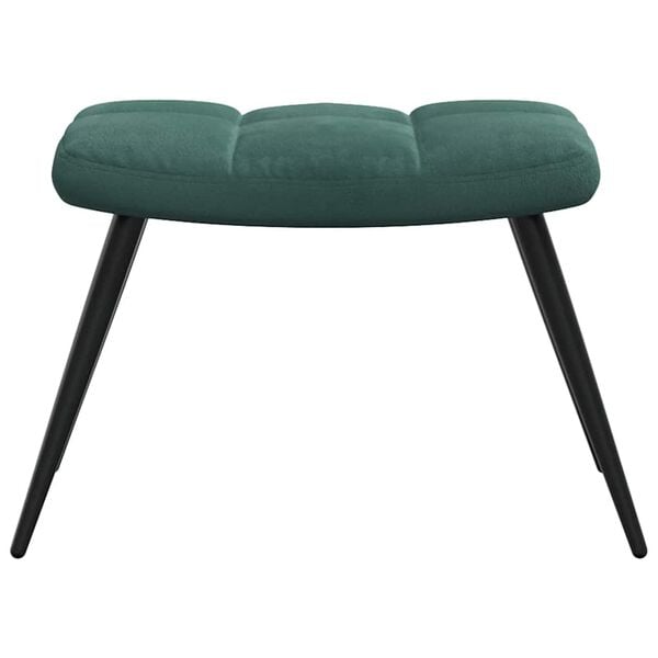 vidaXL Relaxing Chair with a Stool Dark Green Velvet