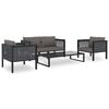 vidaXL Sectional Corner Sofa with Left Armrest Poly Rattan Anthracite