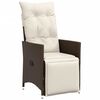 vidaXL 3 Piece Bistro Set with Cushions Brown Poly Rattan
