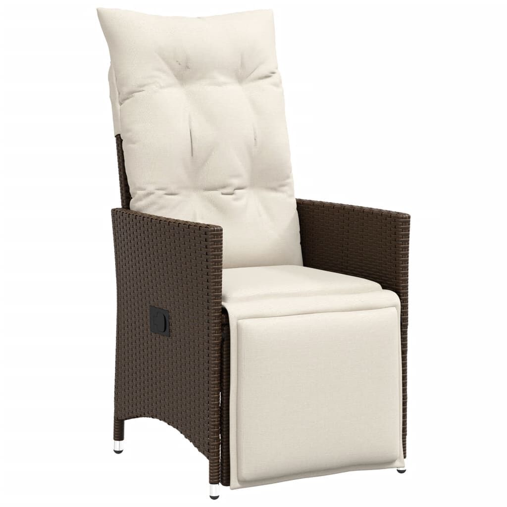 vidaXL 3 Piece Bistro Set with Cushions Brown Poly Rattan