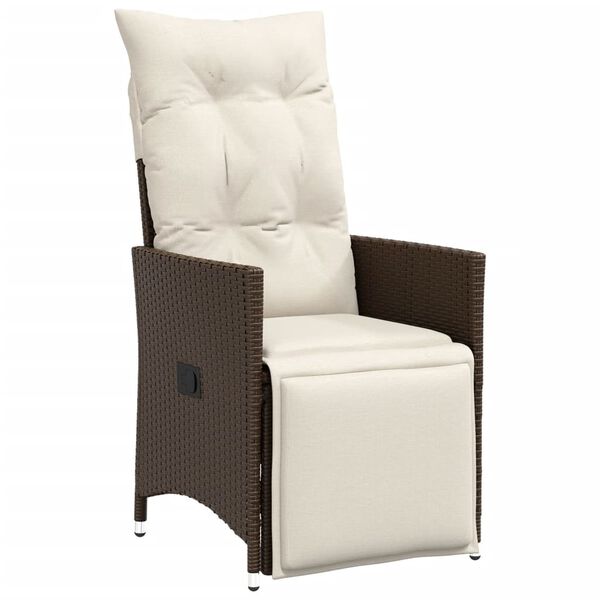vidaXL 3 Piece Bistro Set with Cushions Brown Poly Rattan