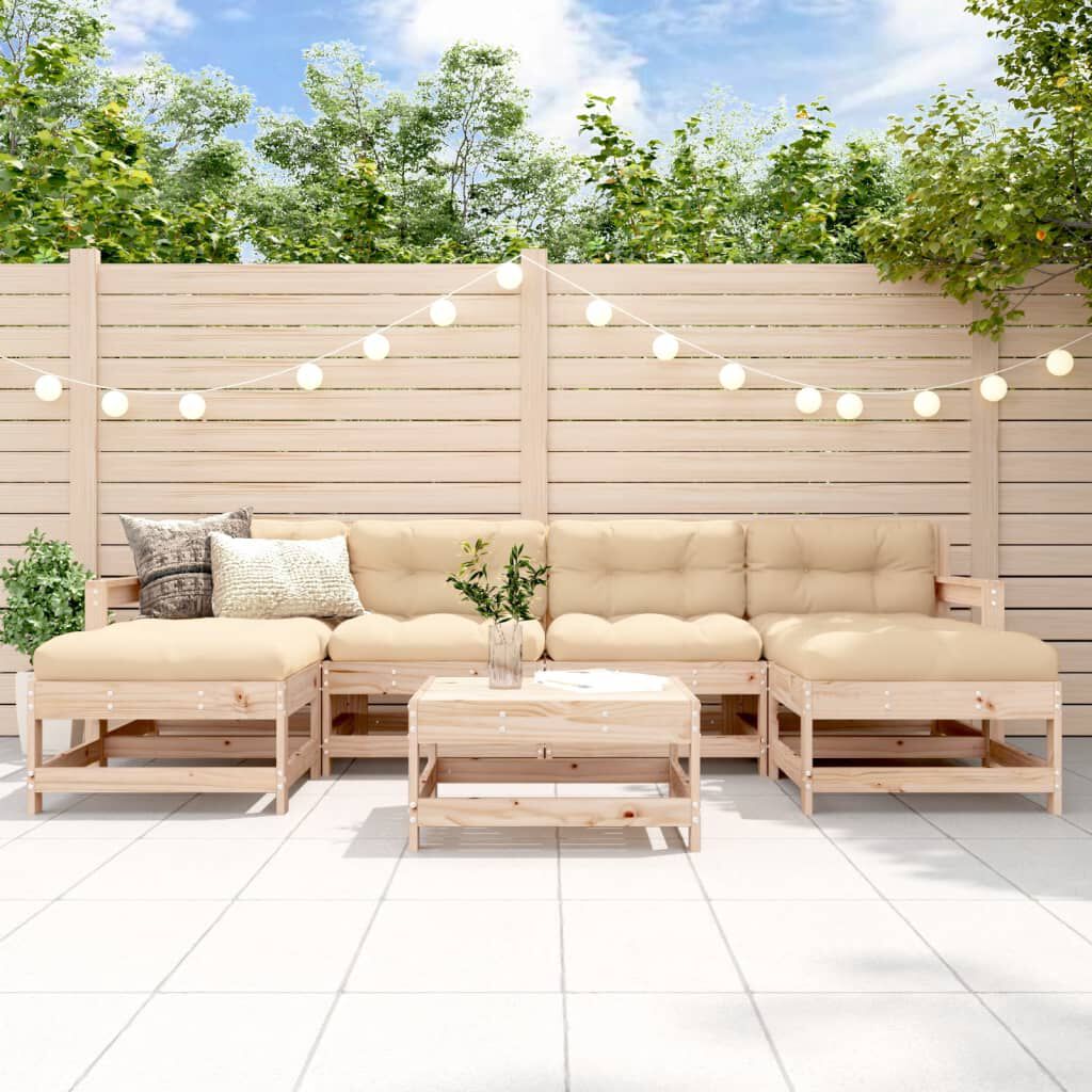 vidaXL 7 Piece Garden Lounge Set Solid Wood Pine