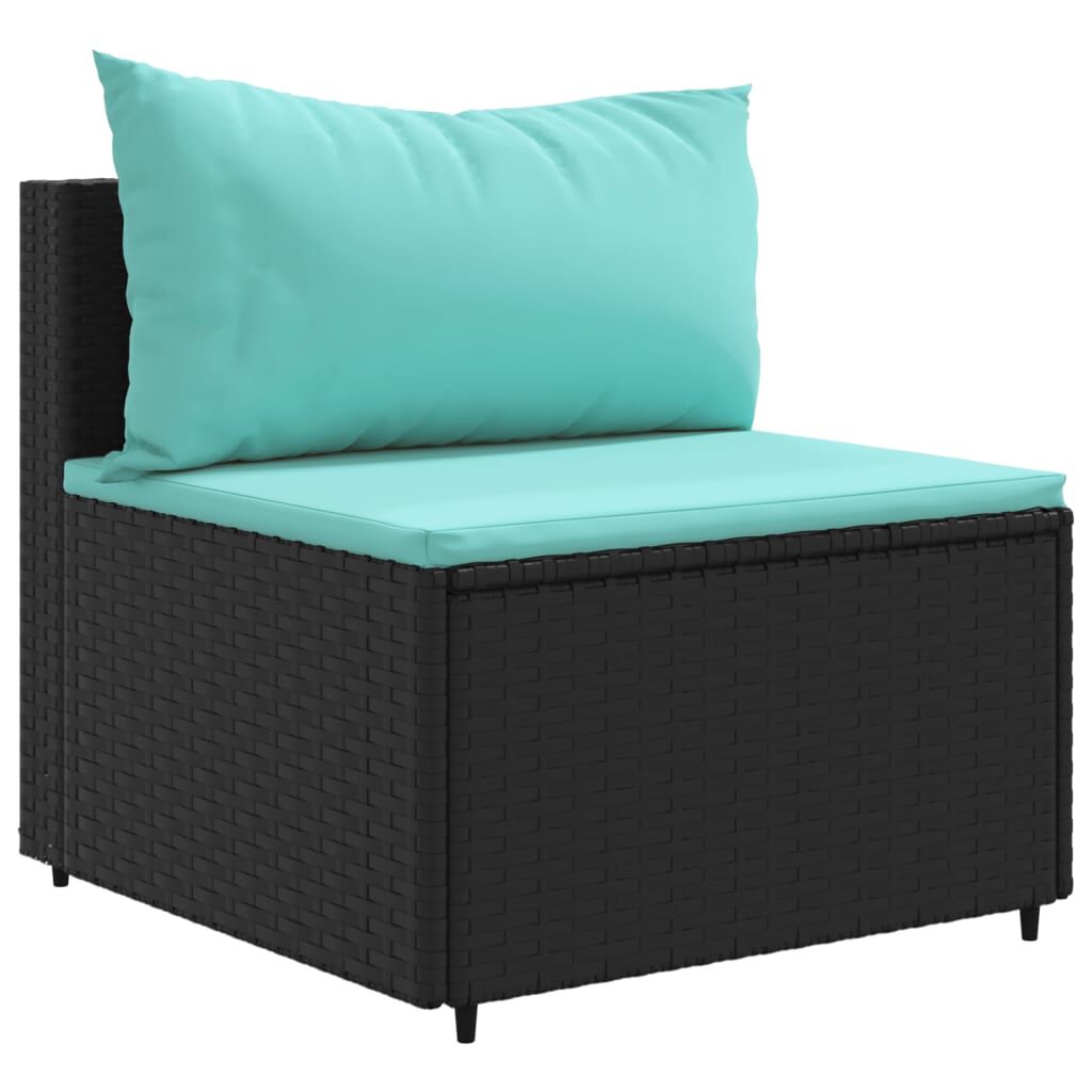 vidaXL 6 Piece Garden Lounge Set with Cushions Black Poly Rattan