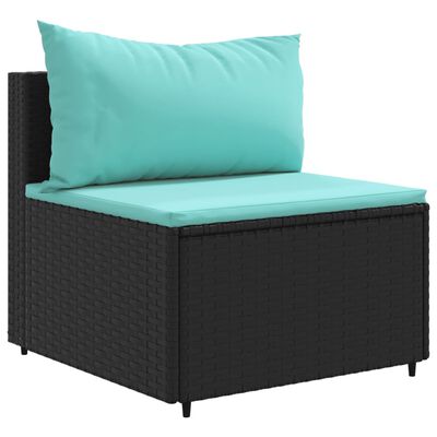 vidaXL 6 Piece Garden Lounge Set with Cushions Black Poly Rattan