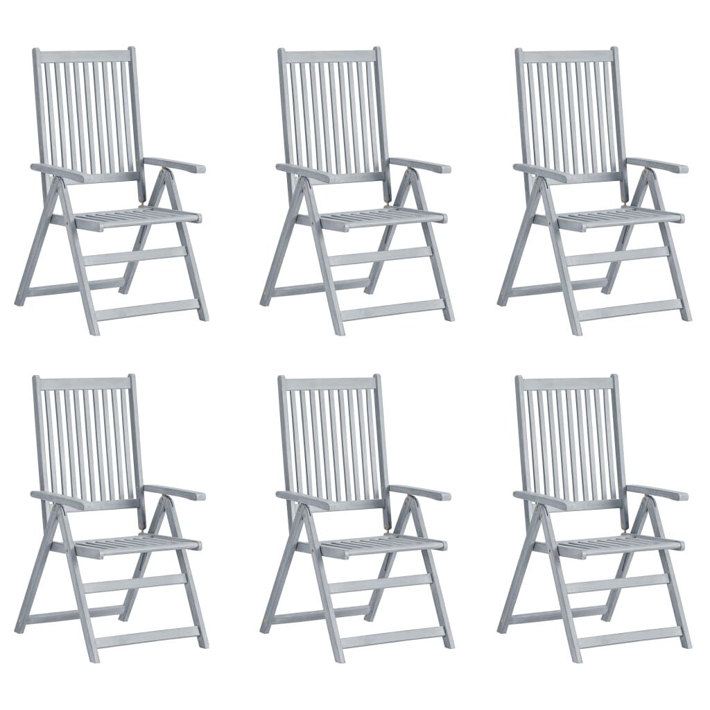 vidaXL Garden Reclining Chairs 6 pcs with Cushions Solid Acacia Wood