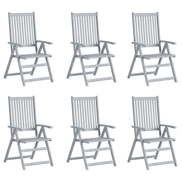 vidaXL Garden Reclining Chairs 6 pcs with Cushions Solid Acacia Wood