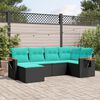 vidaXL 6 Piece Garden Sofa Set with Cushions Black Poly Rattan