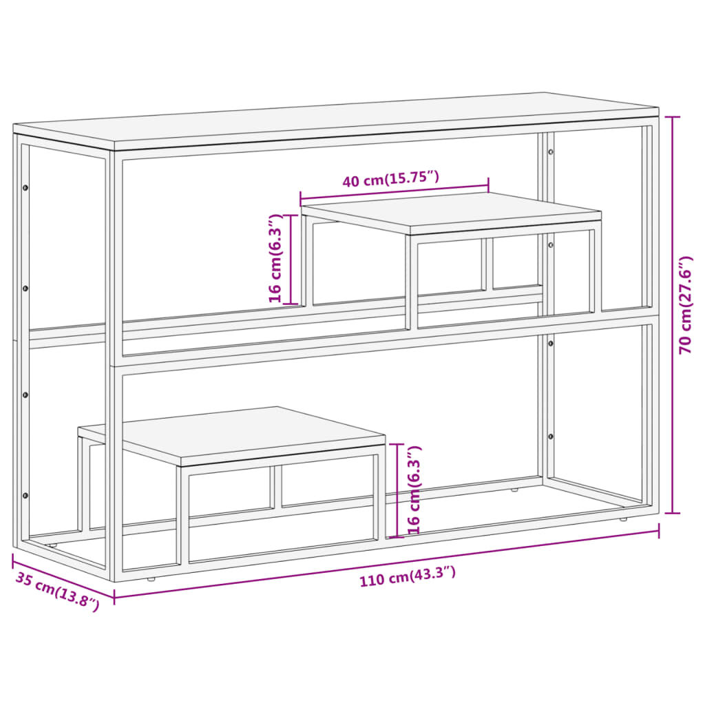 vidaXL Console Table Silver Stainless Steel and Solid Acacia Wood