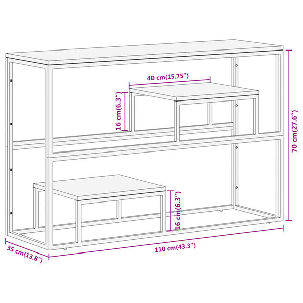 vidaXL Console Table Silver Stainless Steel and Solid Acacia Wood