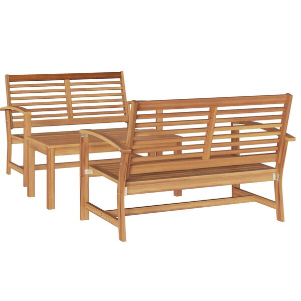 vidaXL Garden Sofa Set 3 pcs Natural Solid Teak Wood