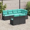 vidaXL Garden Sofa Set 7 pcs Black and Turquoise Poly Rattan