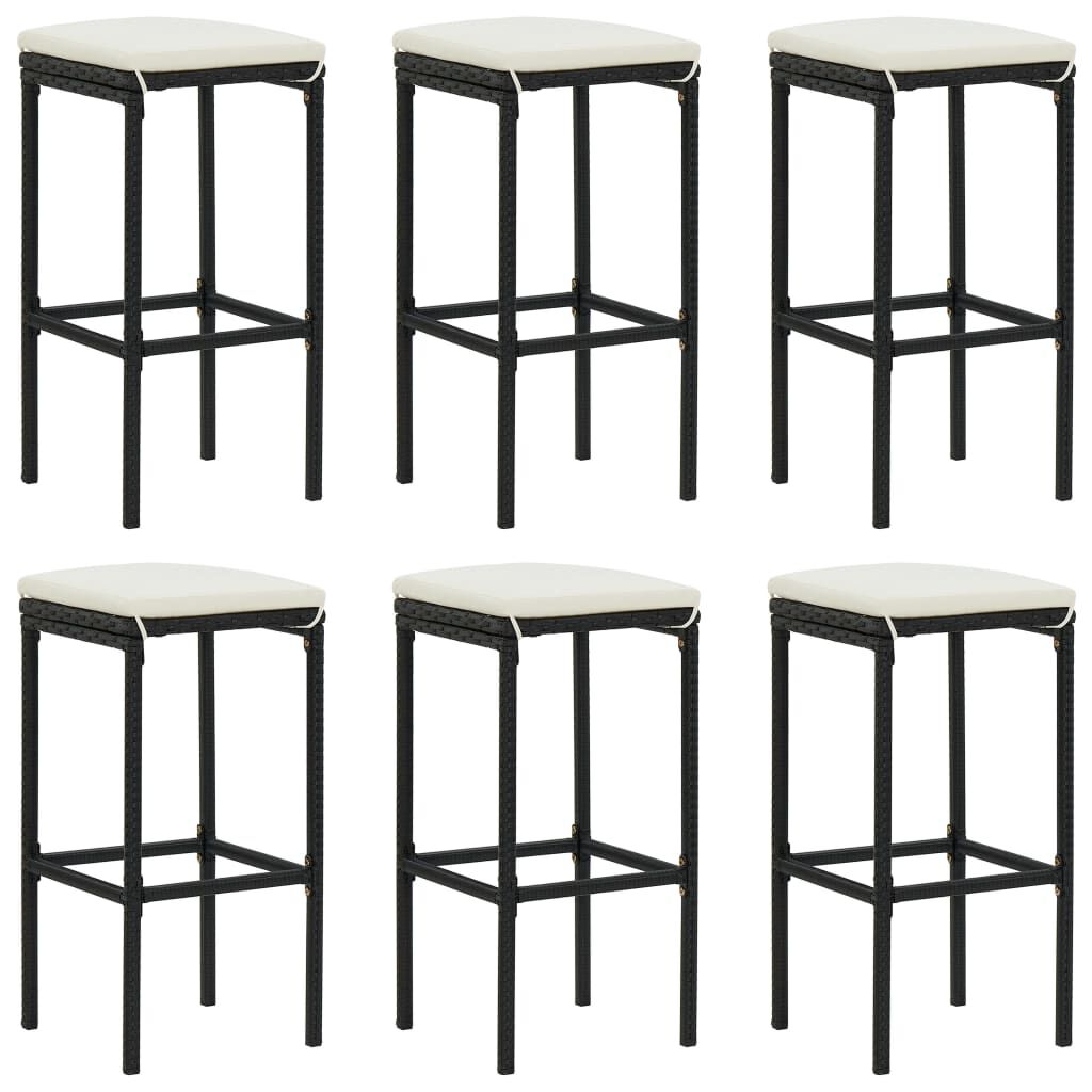 vidaXL 7 Piece Garden Bar Set with Cushions Black