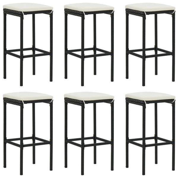 vidaXL 7 Piece Garden Bar Set with Cushions Black
