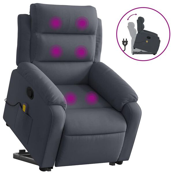 vidaXL Stand up Massage Recliner Chair Dark Grey Velvet