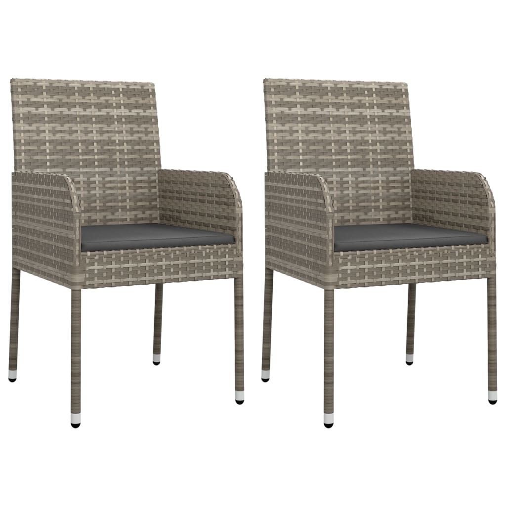 vidaXL 7 Piece Garden Dining Set with Cushions Grey Poly Rattan