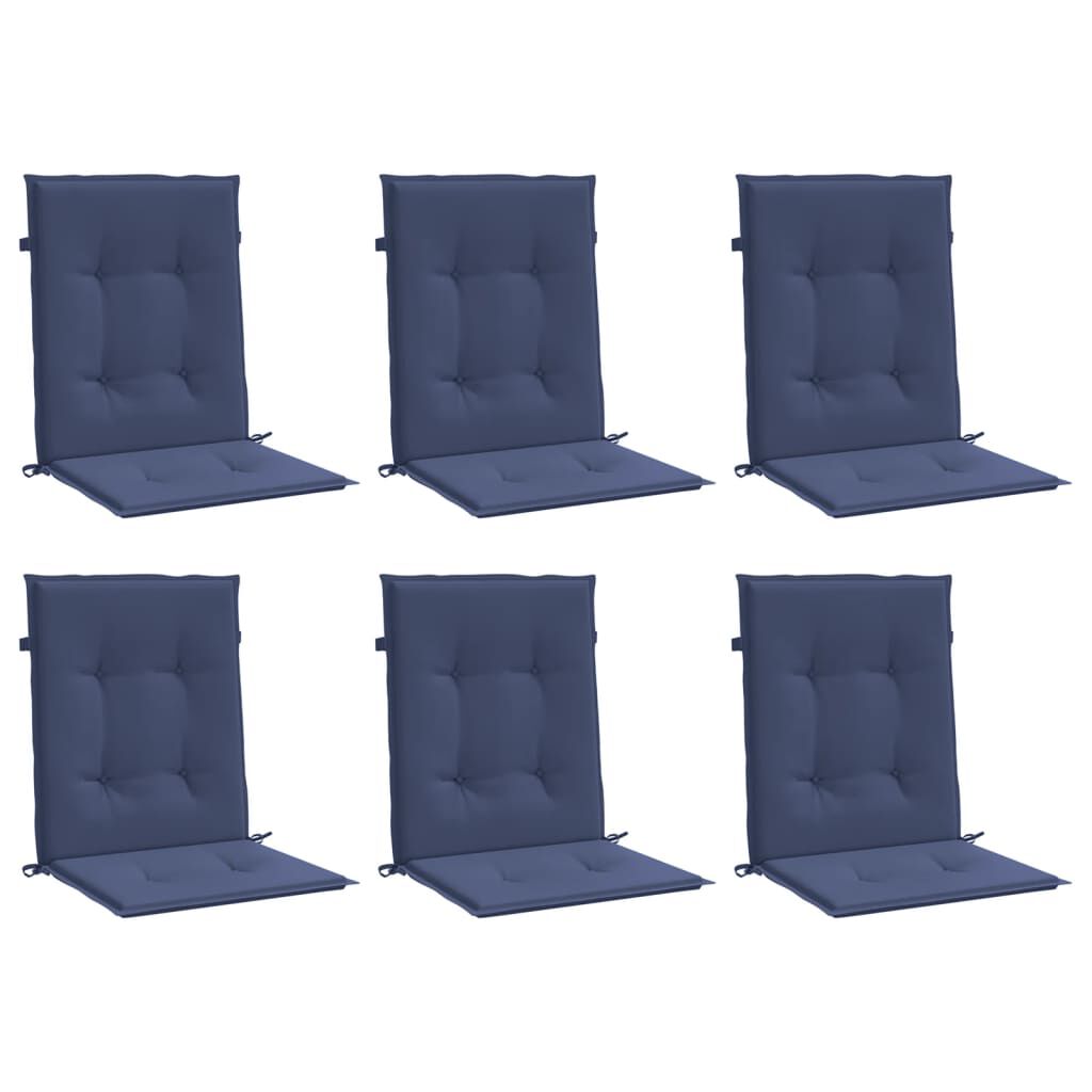 vidaXL Lowback Chair Cushions 6 pcs Navy Blue Fabric