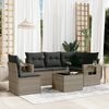 vidaXL 6 Piece Garden Sofa Set with Cushions Grey Poly Rattan