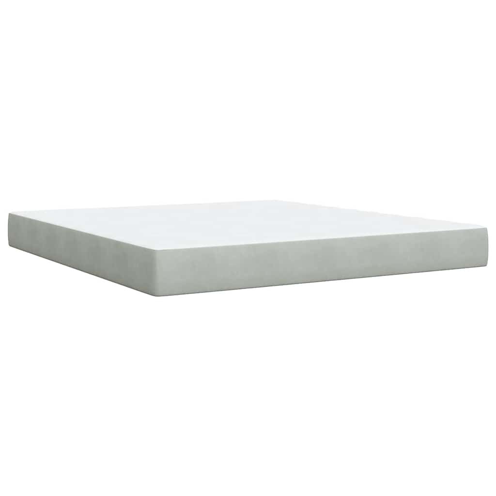 vidaXL Box Spring Bed with Mattress Light Grey King Velvet