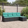 vidaXL Garden Sofa Set with Storage 5 pcs Black Poly Rattan