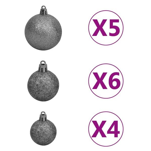 vidaXL Artificial Hinged Christmas Tree 150 LEDs & Ball Set 150 cm