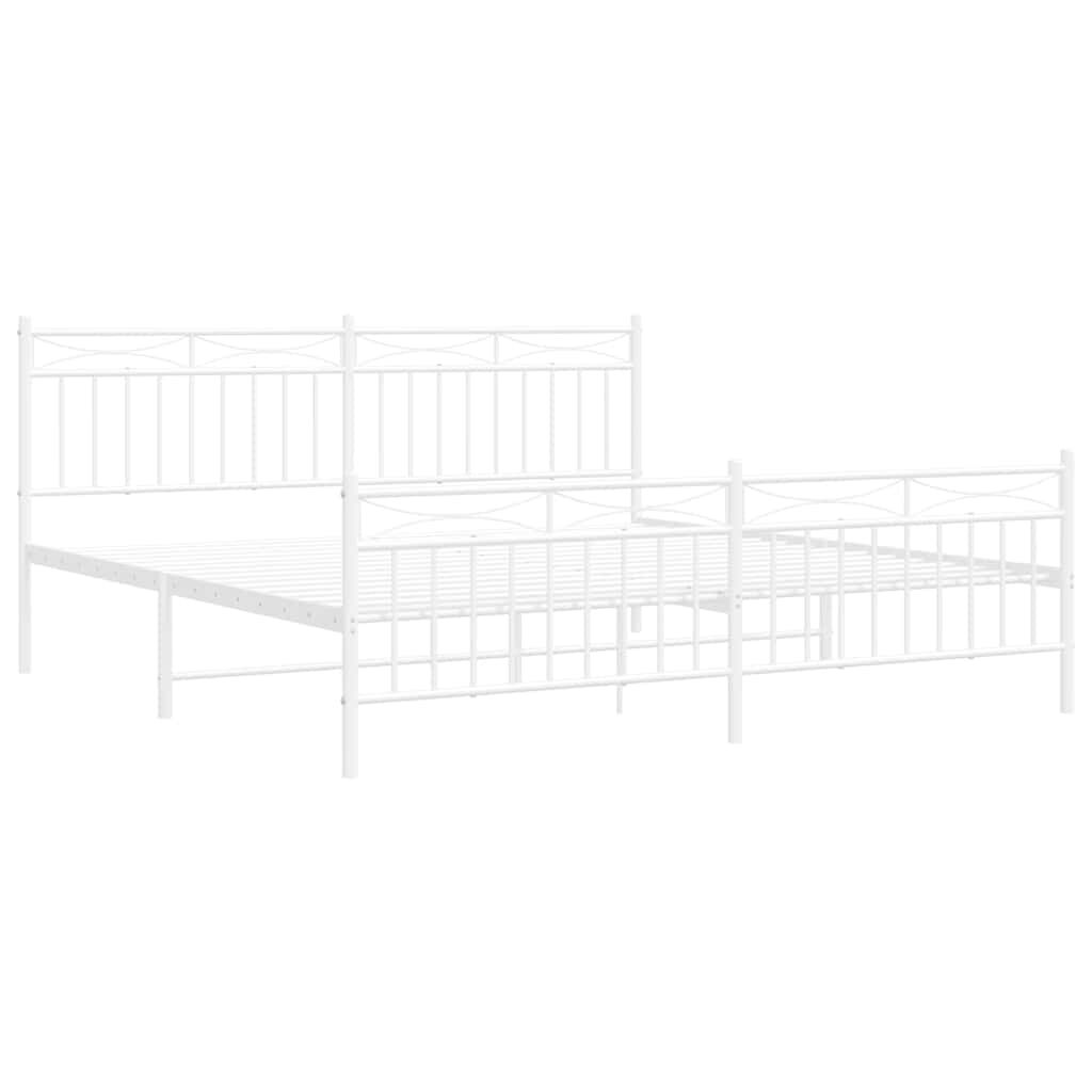 vidaXL Metal Bed Frame without Mattress with Footboard White 183x213cm
