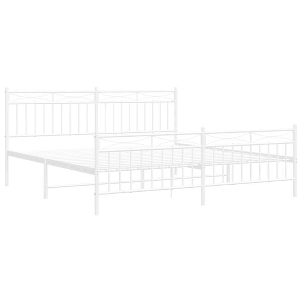 vidaXL Metal Bed Frame without Mattress with Footboard White 183x213cm